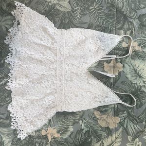 XS Abercrombie Lace White Adjustable Tank Top